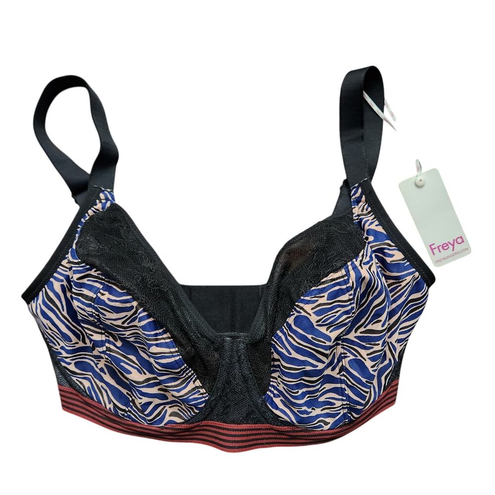 NWT Freya Wild Print Unlined Plunge Bra Size US 32J